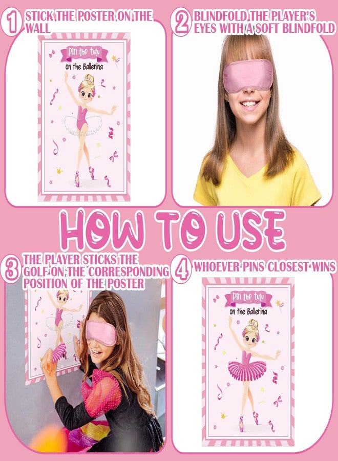 Mooliwe 18 Pcs Ballerina Party Games Pin The Tutu on The Ballerina Game Poster Stickers with Blindfolds Birthday Party Supplies Decorations for Women - Image 4